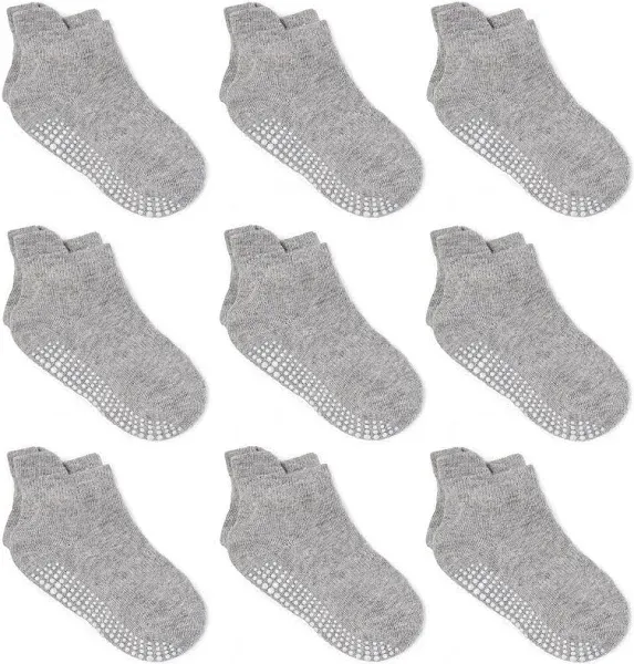 Zaples Baby Non Slip Grip Ankle Socks with Non Skid Soles for Infants Toddlers Kids Boys Girls