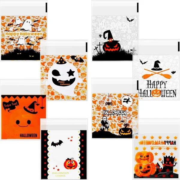 Gejoy 400 Pieces Halloween Self Adhesive Candy Bag