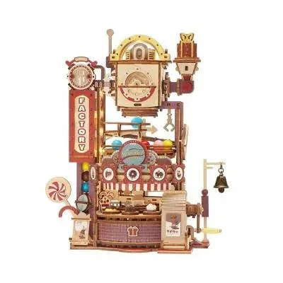 ROKR DIY Chocolate Factory 3D Wooden Puzzle Assembly Marble Run Jigsaw Gift