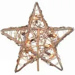 Kurt Adler 10&#034; Light Indoor Rattan Natural Star Christmas Treetopper