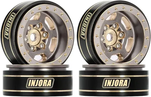 INJORA 1.0 Plus 6-Spoke Brass Beadlock Wheels 43g/pcs offset -3.75mm for 1/18 1/24 RC Crawler