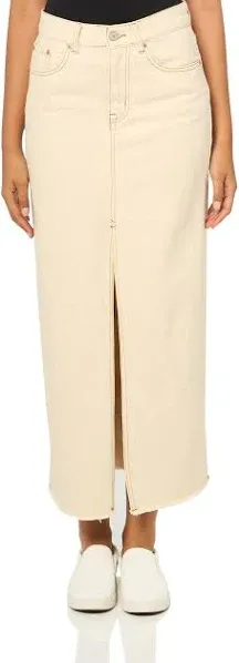 AVANI Denim Skirt Ivory | Women's Denim Maxi Skirt