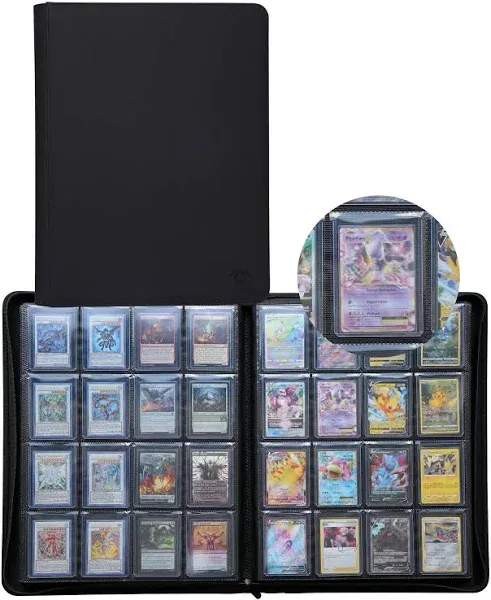 GrinOwl 16 Pocket Toploader Binder Holds 640 Top Loaders Large Toploader Card...