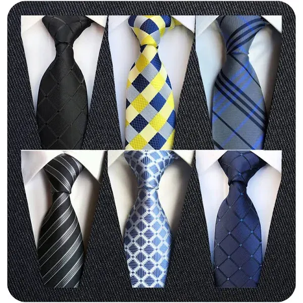 Adulove Men's Necktie Classic Silk Tie Woven Jacquard Neck Ties 6 PCS