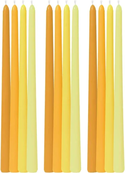 Viyffo Taper Candles 12 Inch Yellow Set of 12 Unscented, Dripless, Smokeless Long Tall Tapered Candlesticks Wedding Home Decor Dinner Natural Color Series