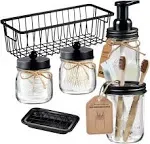 Mason Jar Bathroom Accessories Set(6PCS) - Foaming Soap Dispenser,Toot<wbr/>hbrush Hol