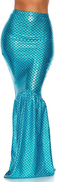 Forplay High-Waisted Mermaid Skirt with Hologram Finish, Green, Small/Medium