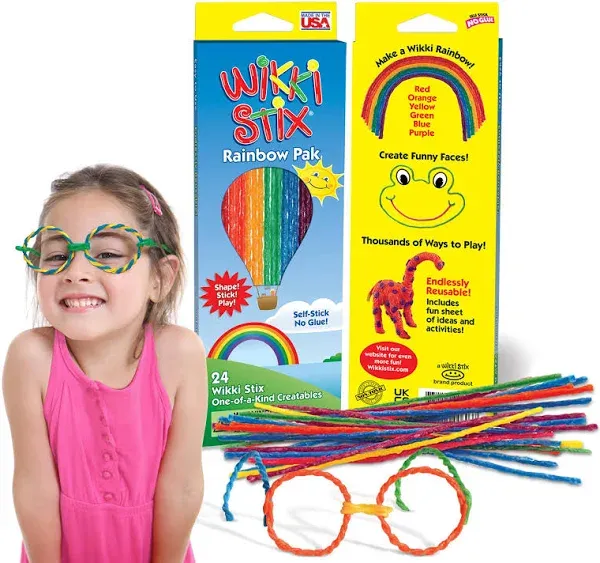 Wikki Stix, Rainbow Colors Pack, 8 inches, Set of 24