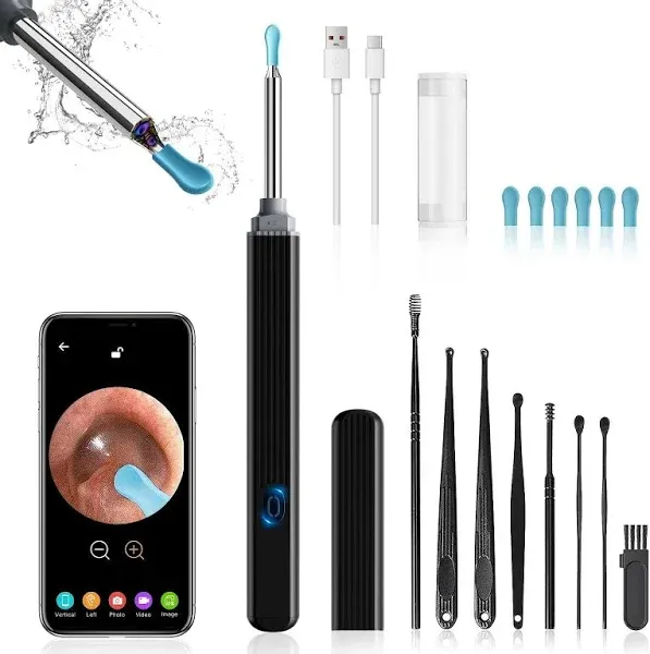 LEIPUT Ear Wax Removal - Earwax Remover Tool with 8 Pcs Ear Set - Ear Cleaner with Camera - Earwax Removal Kit with Light - Ear Camera with 6 Ear Spoon - Ear