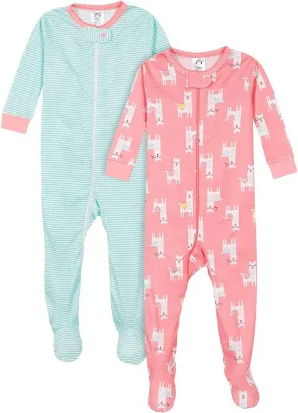 Gerber Baby & Toddler Neutral Snug Fit Footed Cotton Pajamas, 2-Pack, Sizes 0/3 Months - 5T