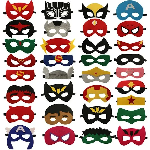 33 Packs Superhero Masks Party Favors for Kids Toys Set, Dress Up Birthday Fe...