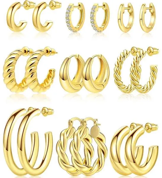 14K/18K Gold Plated Twisted Huggie Hoops