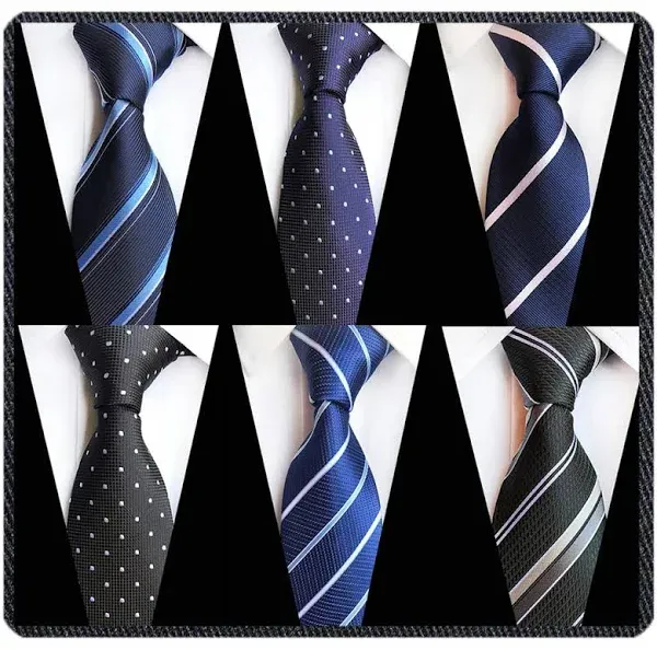 Adulove Men's Necktie Classic Silk Tie Woven Jacquard Neck Ties 6 Pcs