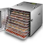 Septree Commercial Large 10 Trays Food Dehydrator, Usable Area Up to 17ft², 1000W Detachable Full Stainless Steel Dryer Machine, Up to 190°F