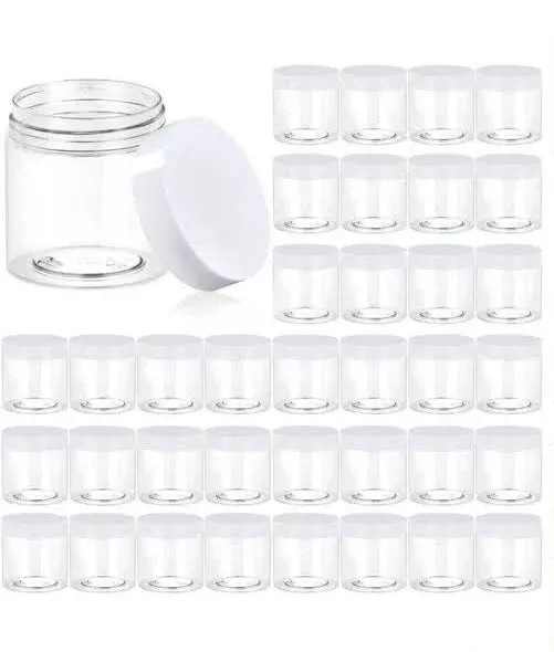 Eternal Moment 36 Pack 3 OZ Plastic Jars Round Clear Cosmetic Container Jars with Lids