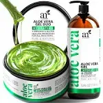 Artnaturals Aloe Vera Gel Set Jumbo 20oz (99% Pure Organic) Sunburn Relief & Hydration for Face, Body, Scalp & Hair