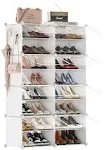 HOMICKER Shoe Rack Organizer, 32 Pair Shoe Storage Cabinet with Door Expandable, Bedroom