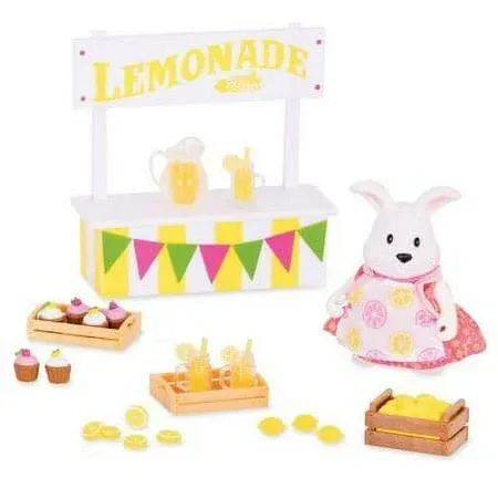 Li’l Woodzeez Lemonade Stand Playset – 25pc Toy Set with Rabbit Figurine, Play Food, and Miniature Accessories – Toys and Gifts for Kids Aged 3 and Up