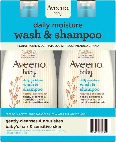 Aveeno Baby 2-in-1 Wash and Shampoo, 18 fl. oz., 2 pk.