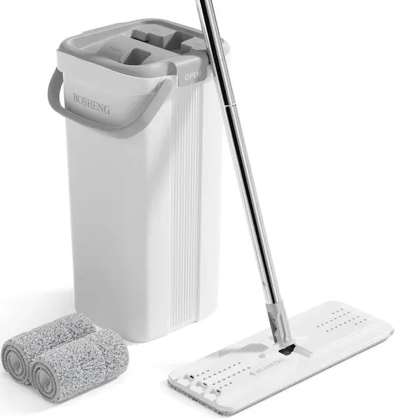 Mop and Bucket with Wringer Set, Easy-to-Use Flat Floor Mop for Efficient Hom...