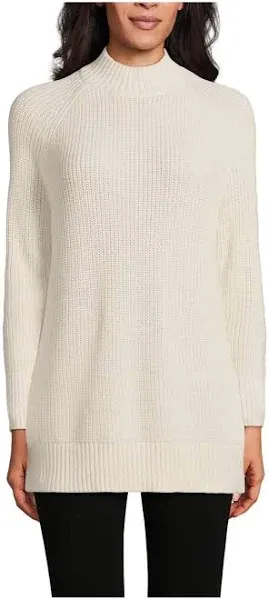 Lands' End Women's Drifter Shaker Easy Fit Mock Neck Tunic Sweater