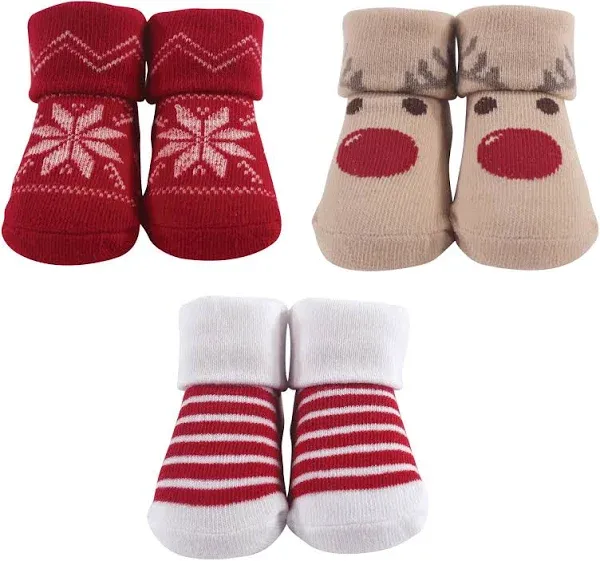 Hudson Baby Infant Unisex Socks Boxed Giftset, Reindeer, One Size