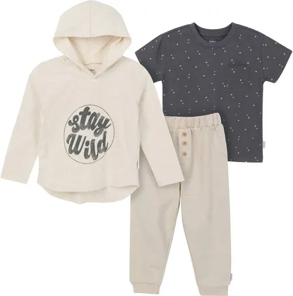 Gerber Toddler Boys 3-Piece Tee, Hooded Top and Joggers Set