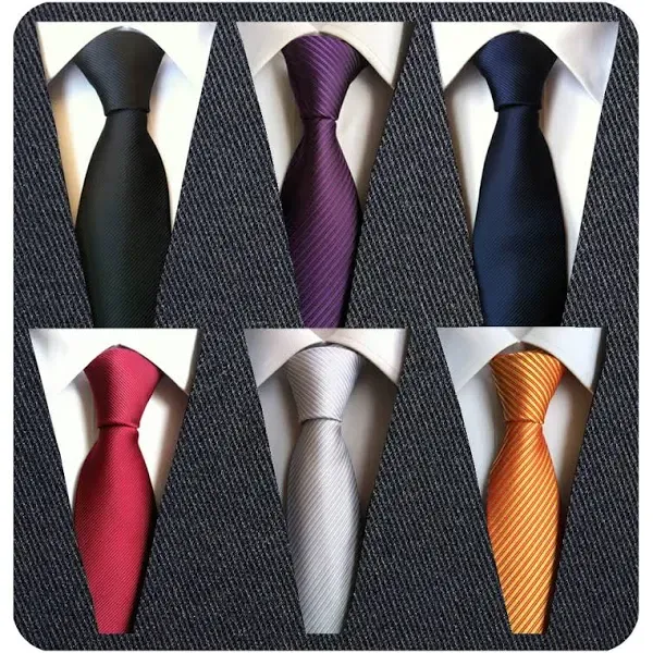 Men's Necktie Classic Silk Tie Woven Jacquard Neck Ties 6 PCS