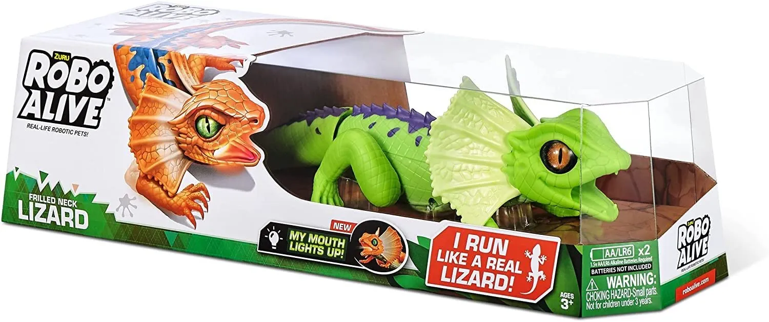 Robo Alive Frill Neck Lizard Robotic Pet Figure [Orange, Damaged Package]