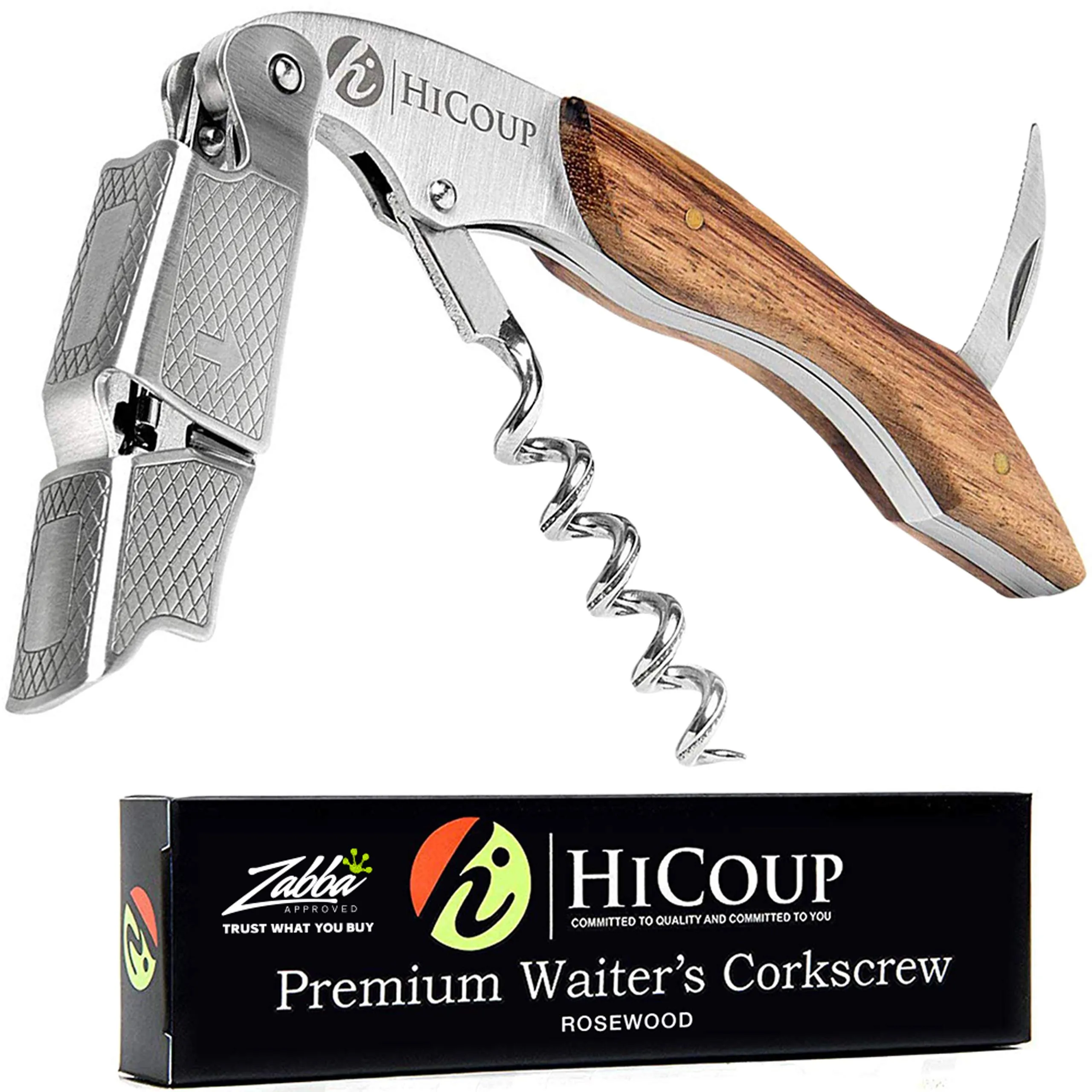 Hicoup Wine Opener Professional Corkscrews for Wine Bottles w/Foil Cutter and Cap Remover