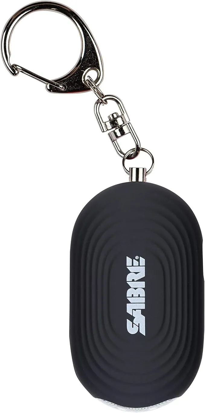 SABRE Personal Alarm with LED Light and Snap Hook, 130dB Siren, Audible 1,000 Foot (300 Meter) Range