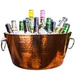 BREKX Rose Copper Finish Anchored Double Walled Hammered Steel Beverage Tub