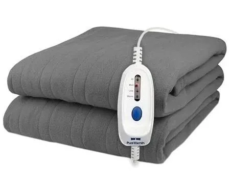 Pure Warmth Solid Flannel Electric Heated Warming Full Blanket