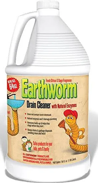 Earthworm Drain Cleaner - Drain Deodorizer - Natural and Family-Safe - 64 fl oz