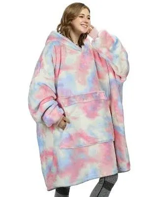 Catalonia Oversized Blanket Hoodie Sweatshirt, Wearable Sherpa Lounging Pullover for Adults Women Men