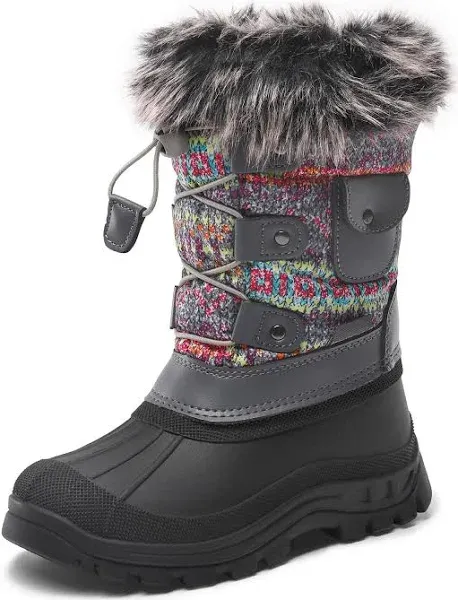 DREAM PAIRS Boys Girls Mid Calf Winter Snow Boots Black Size 12 Little Kid