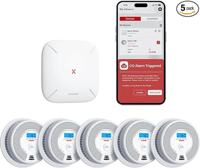 X-Sense Smart Smoke Detector Carbon Monoxide Detector Combo SC07-MR with SBS50 5