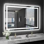 KIOTEE LED Mirror Lights Anti-Fog Frameless Bathroom Vanity Mirror in Tempered Glass