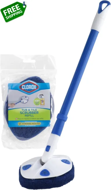 Clorox Extendable Tub and Tile Scrubber with Extra Pad