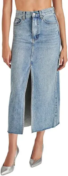 Steve Madden Womens Avani High Rise Denim Midi Skirt