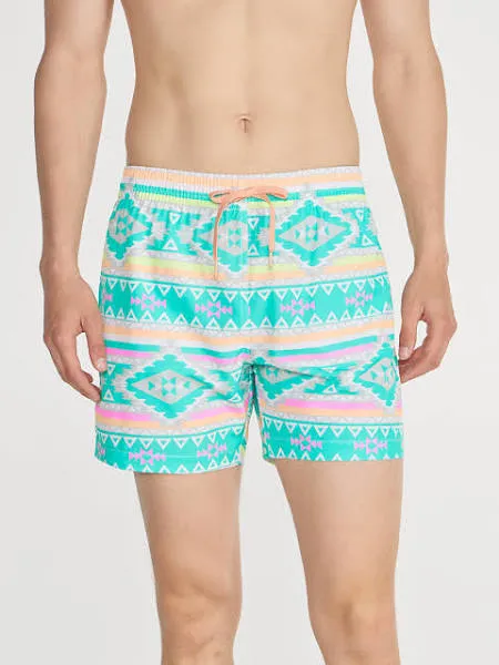 Chubbies Swim Trunks Large The En Fuegos 5.5" Stretch Zipper Pocket Aztec Print