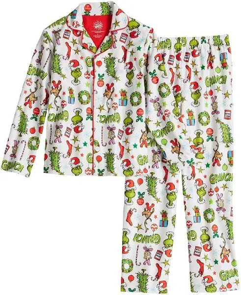 Dr. Seuss The Grinch Christmas Notch Collar Pajama Set