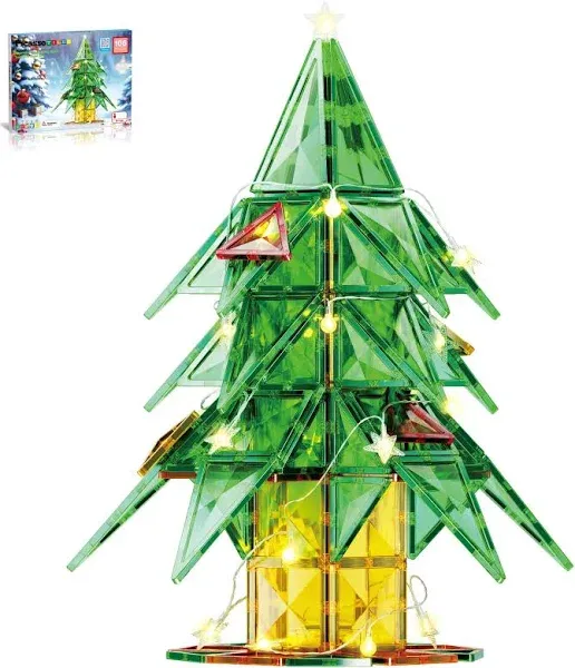 PicassoTiles 106 Pieces Christmas Tree Magnet Building Tiles