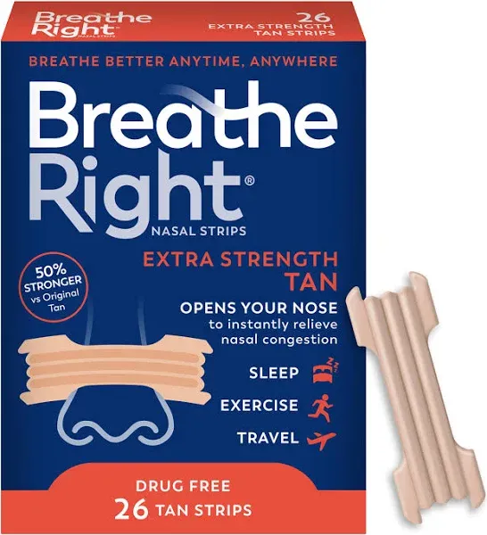 Breathe Right Nasal Strips to Stop Snoring, Drug-Free, Clear for Sensitive Sk...