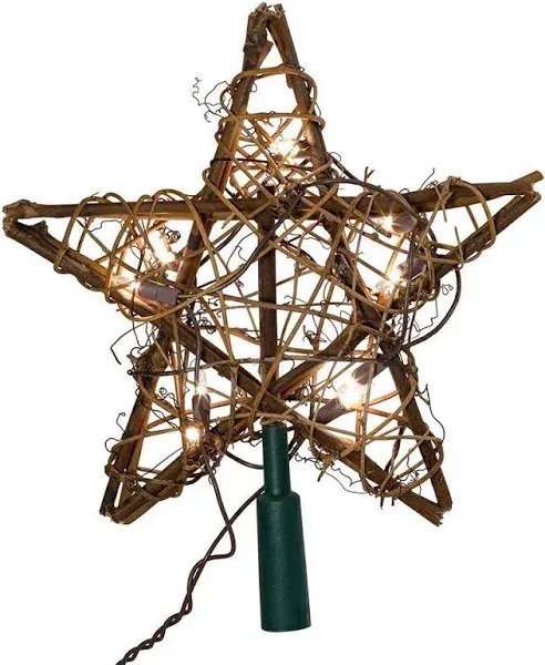 Kurt Adler 10-Light Rattan Star Treetop