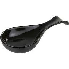 Home Basics Black Ceramic Spoon Rest