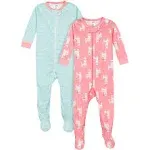 Gerber Baby Girls' 2-Pack Footed Pajamas