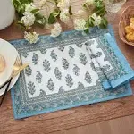 Elrene Home Fashions Tropez Block Print Stain & Water Resistant Indoor/Outdoor Placemats, Set of 4