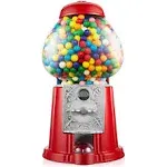 Olde Midway 15" Gumball Machine with Bank - Red, Vintage-Style Bubble Gum Candy Dispenser