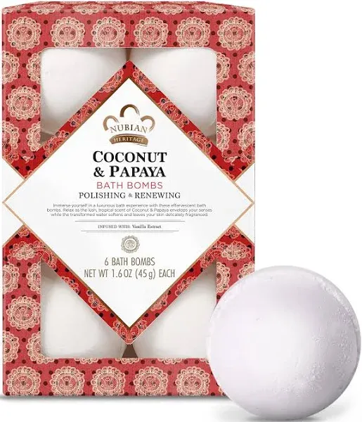 Nubian Heritage Coconut & Papaya Bath Bombs 6 ct